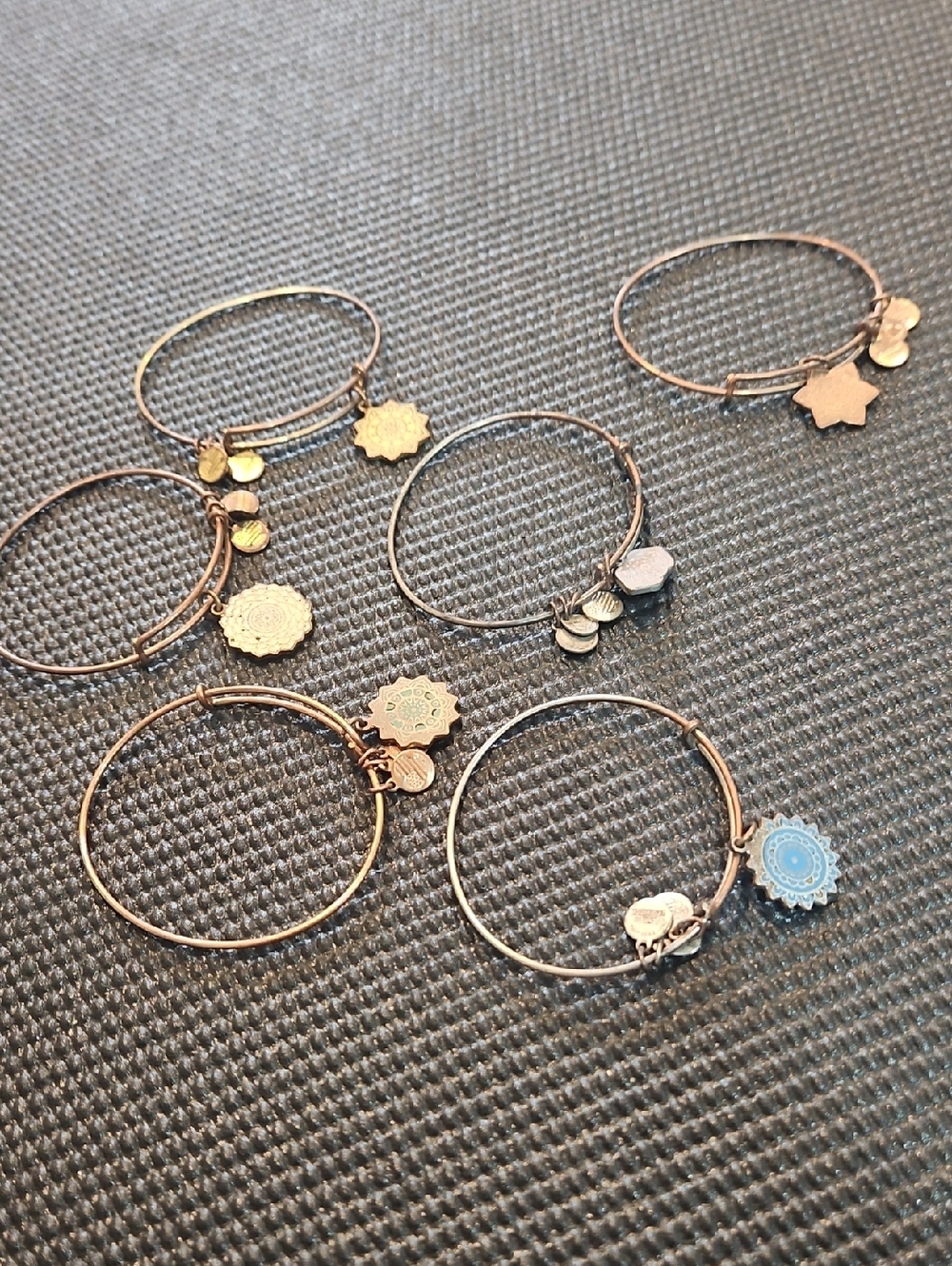 Alex And Ani 6 Chakra Delicate Gold-Tone Expandable Charm Bangle Bracelets